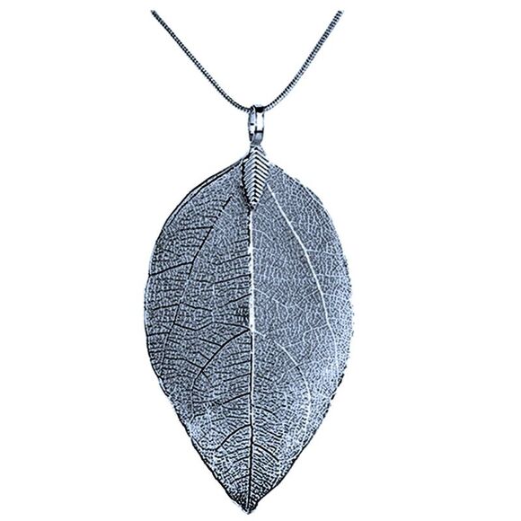 Long Filigree Leaf Necklace - Picture 5 of 6